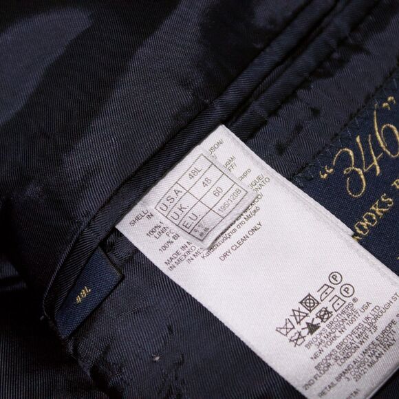 Brooks Brothers 346 Classic Navy Blue Blazer Gold Buttons 100% Wool Men Size 48L - Picture 12 of 15